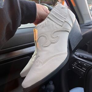 Steve Madden White Western Ankle Booties